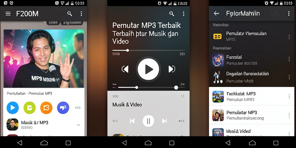 Antarmuka F200M menampilkan fungsi Pemutar MP3 yang intuitif.