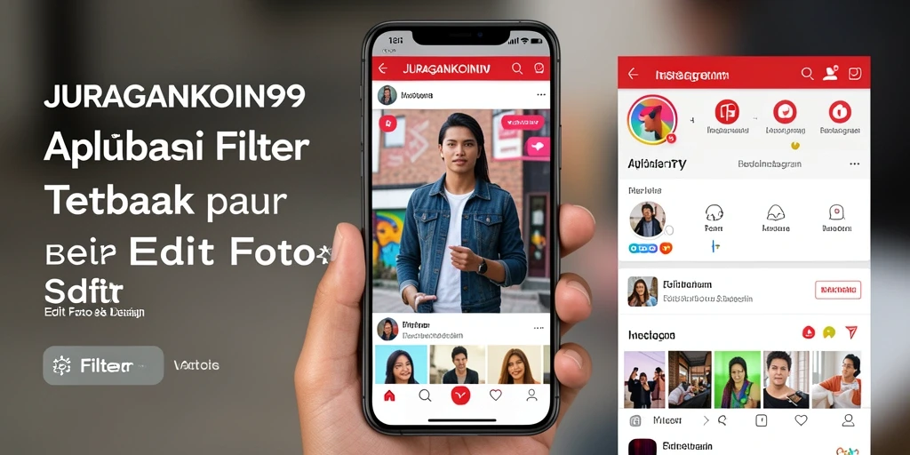 Tampilan antarmuka JURAGANKOIN99 dengan berbagai filter Instagram.