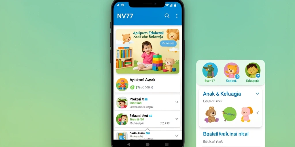 Antarmuka aplikasi NV77 yang menarik untuk edukasi anak.