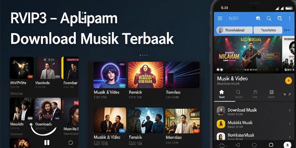 Antarmuka aplikasi RVIP3 untuk Download Musik yang intuitif dan menarik.