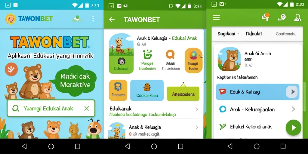 Antarmuka TAWONBET yang ramah anak untuk belajar menyenangkan.